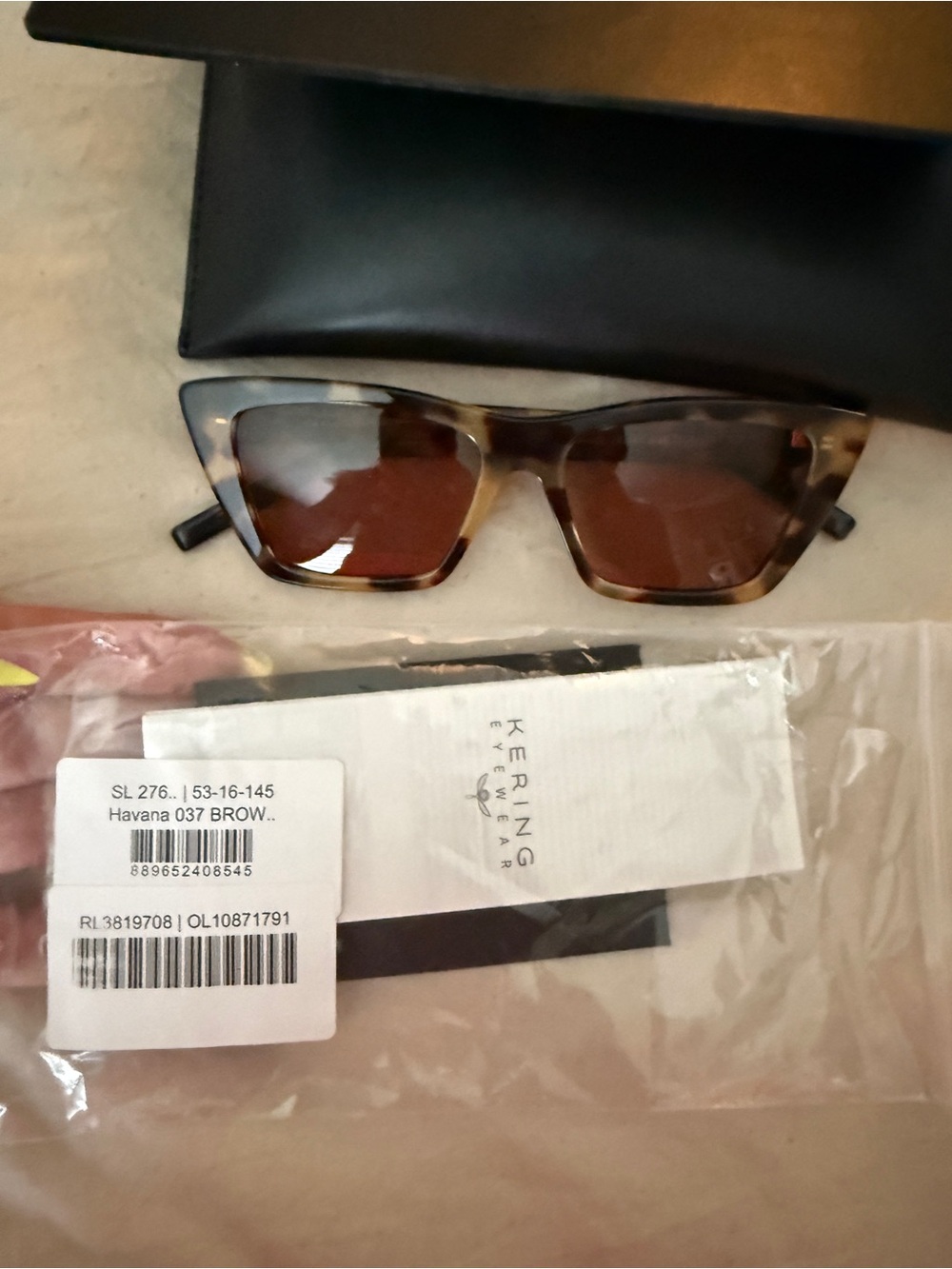 Saint Laurent Mica Tortoiseshell Sunglasses and Case - Picture 2 of 11